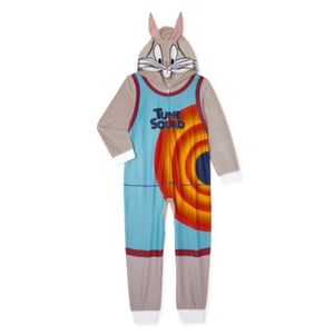 Space Jam Boys Hooded Union Suit Pajamas
